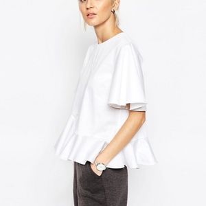 ASOS WHITE peplum sleeve crop top white US6 small